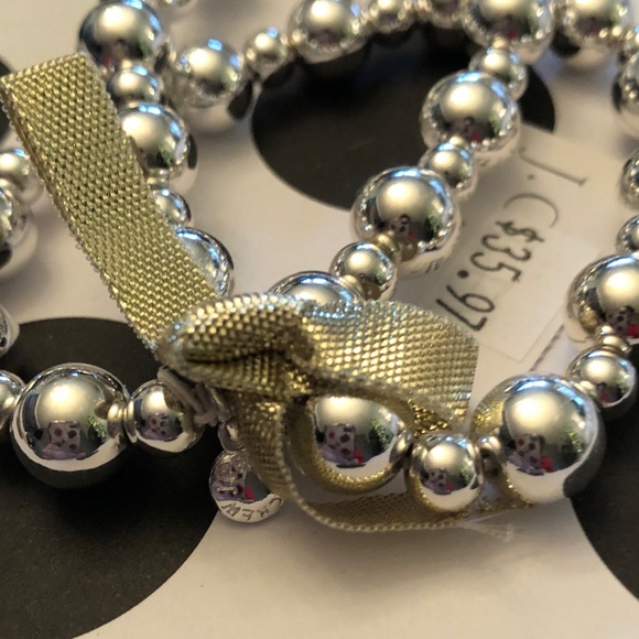 Authentic J. Crew Silver Beaded Elastic  Bracelet Set of 2.  New with tag. - Picture 9 of 10